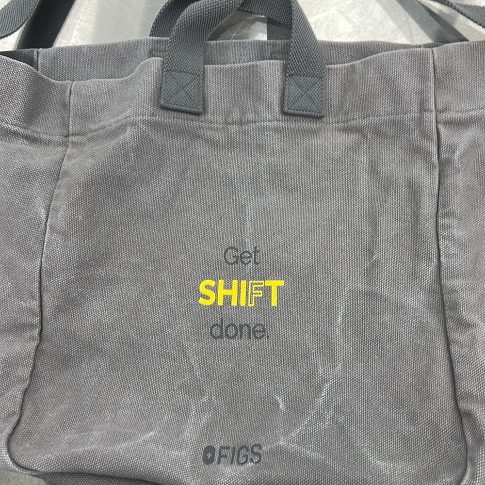 Figs Gray Tote Bag with Yellow Accent